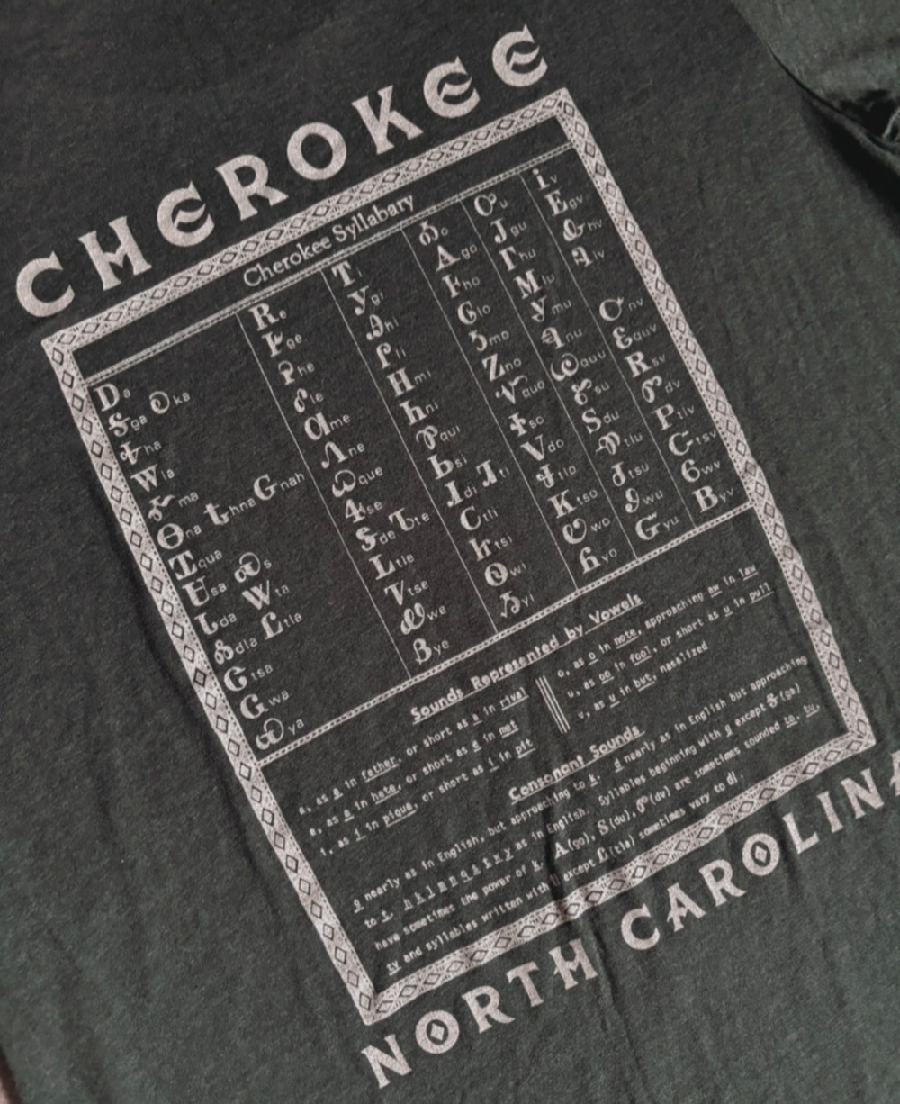 cherokee alphabet north carolina tee tshirt
